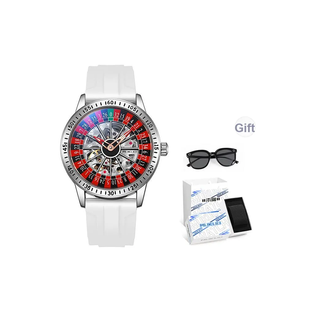 MUKUO Автоматический Механический Механизм Мужские Часы 42 мм Красный