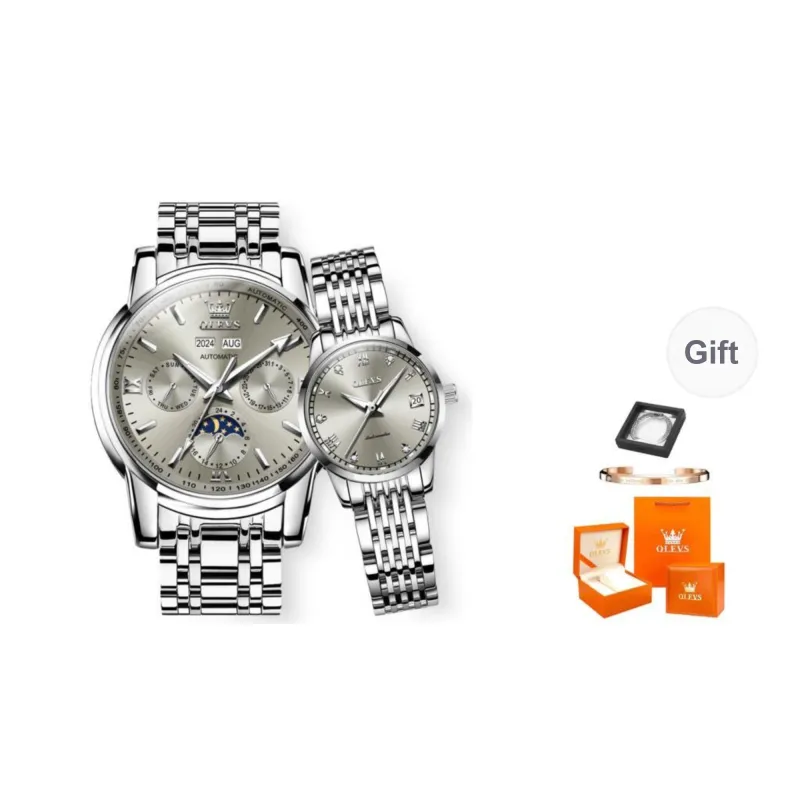 OLEVS Heart-to-Heart Knot Collection Mechanical Movement Watch Unisex White Dial-5
