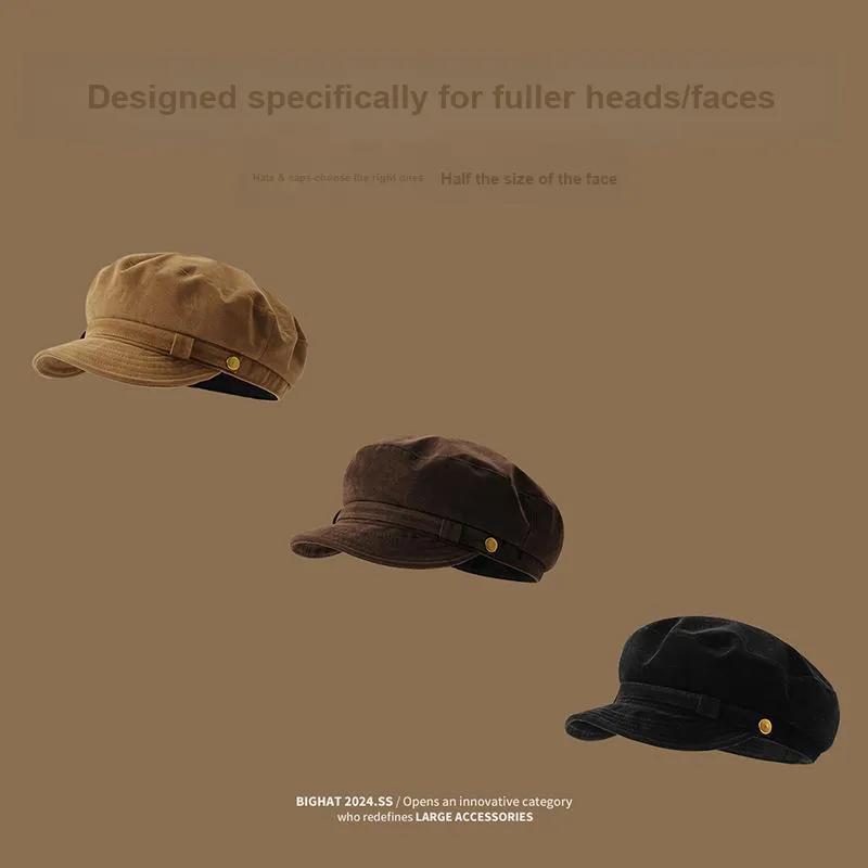 Big Head Planet Cotton Berets Unisex Khaki-1