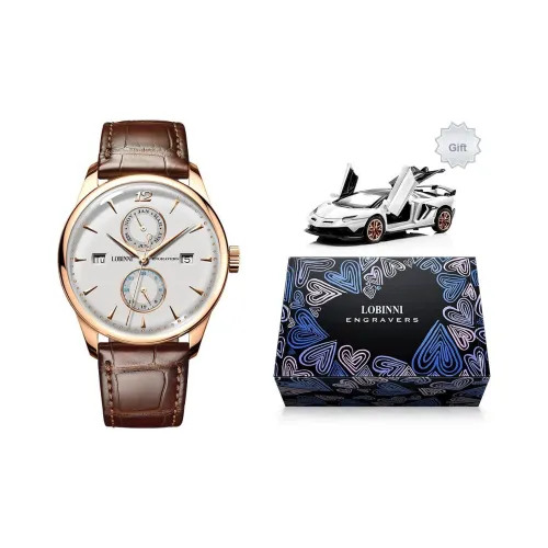 LOBINNI L Минималистский стиль Мужские часы Автоматический механический механизм Коровья кожа Ремень Часы Мужские Белый циферблат