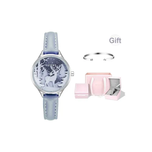 FEYERT Fayette Elk Collection Кварцевый механизм Кожаный ремешок Часы Женские часы Синий циферблат