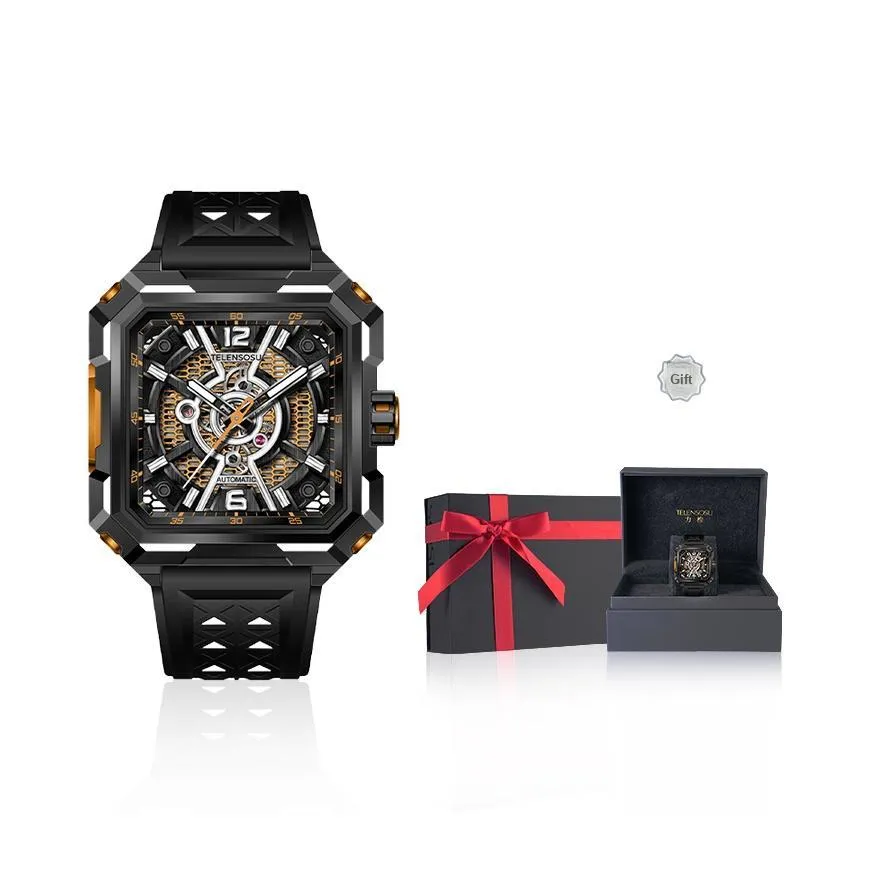 TELENSOSU Автоматический механический механизм Мужские часы 49мм*43мм*10,5мм Черный