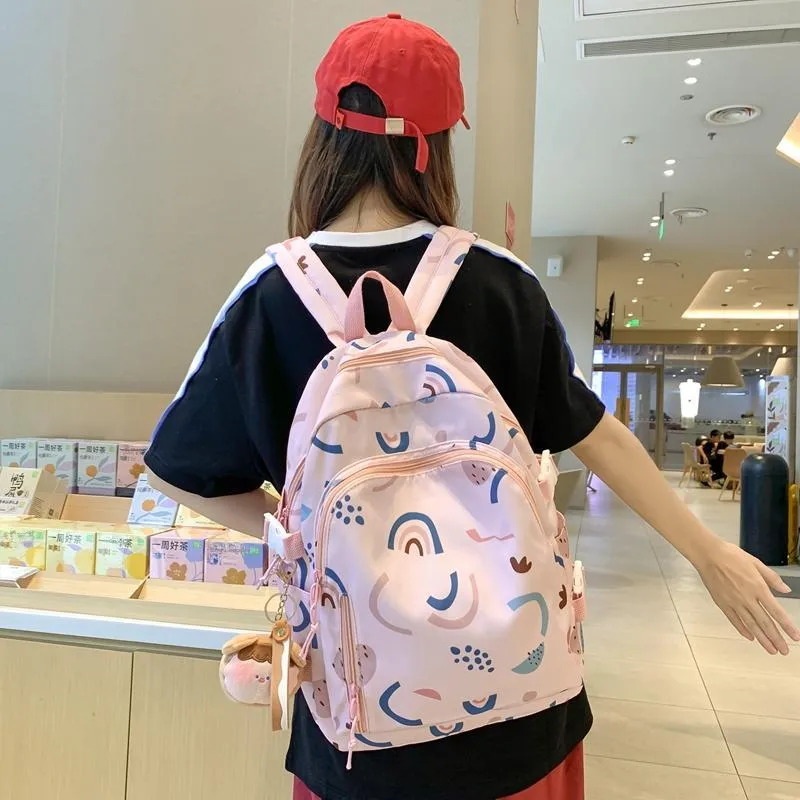 Cwatcun Nylon Backpack Women's Ecru/Pink/Light Green/Blue/Black-10