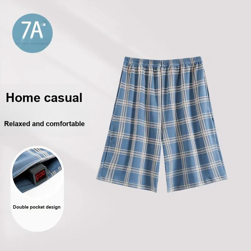 Ordifen Pajama Pants Men's Blue Plaid-2