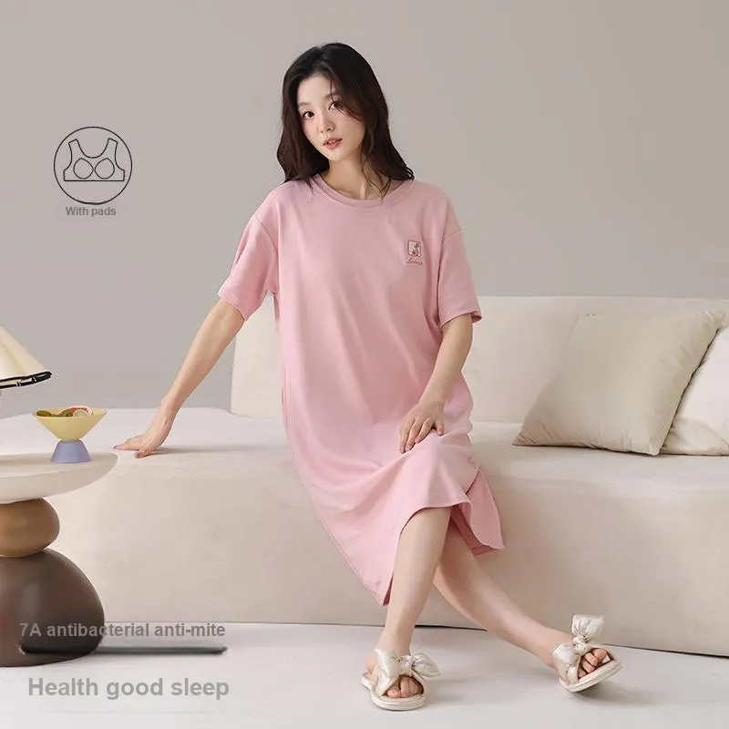 FENTENGCARE Nightgown Women's Pink-4