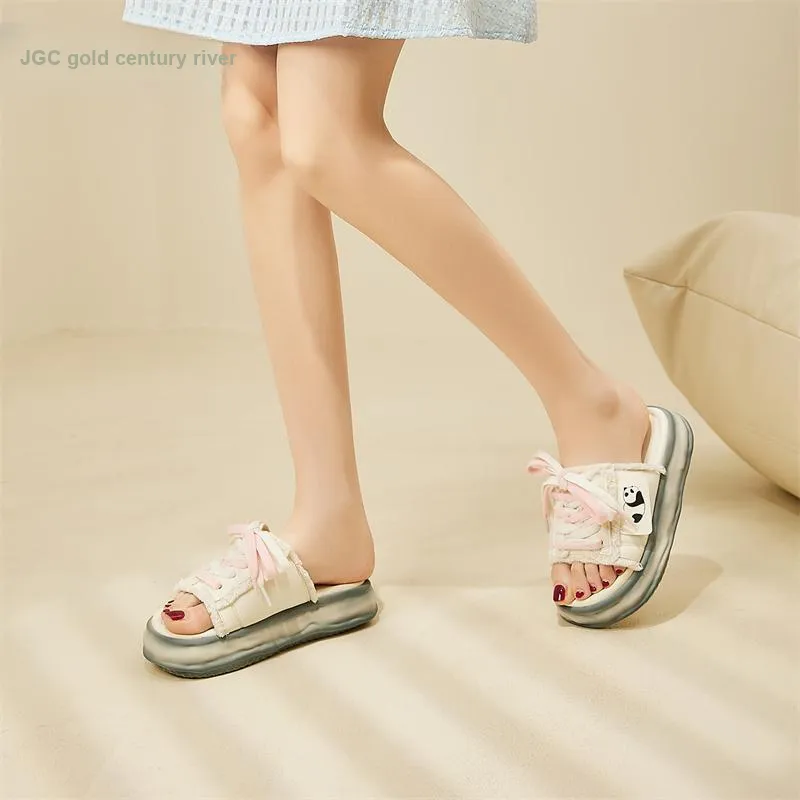 Jin Baichuan Leather Patchwork Odor Resistant Quick Dry Slide Slippers Women's-23