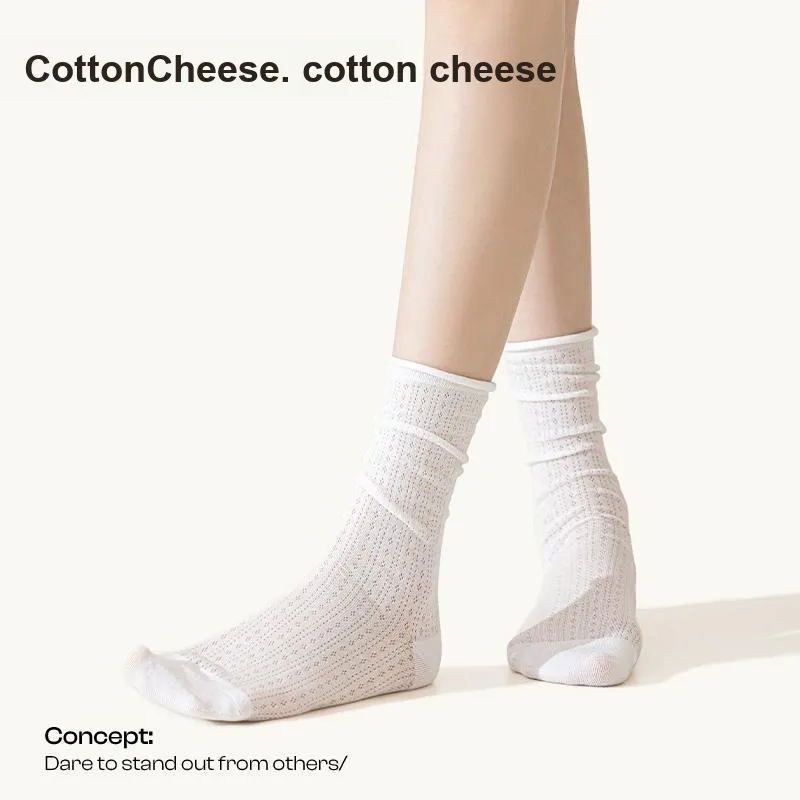 COTTON CHEESE Mid Calf Socks Women's 5 Pack-4