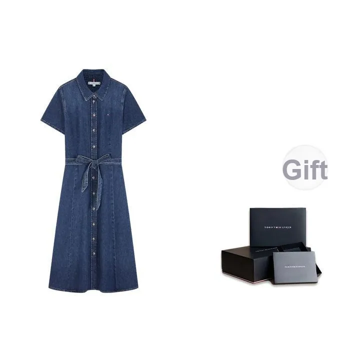 Tommy Hilfiger Короткий рукав Платье Женское Джинсовый синий