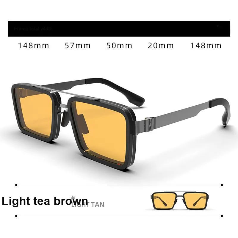 MID Plate Frame Stainless Steel Square Sunglasses Unisex-7