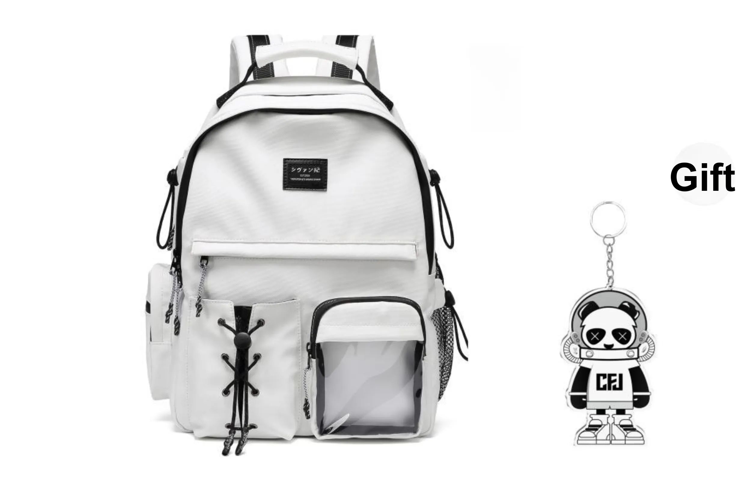 CHAOFANJI Membrana Dermalis Backpack Laptop Bag Large Unisex Black/White