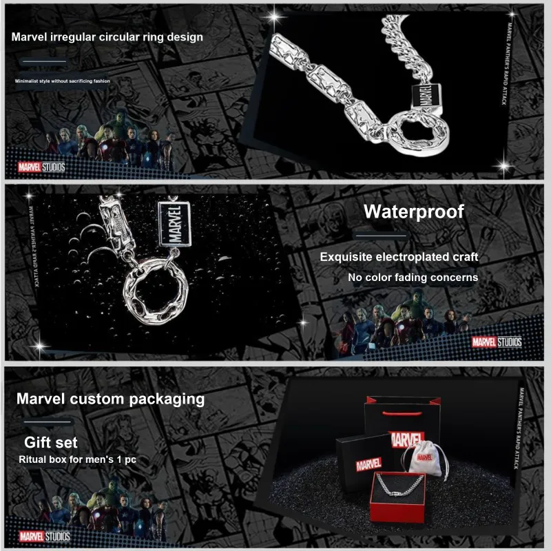 Disney x MARVEL Titanium Steel Couple Necklace For Men And Women's Men's Silver-29