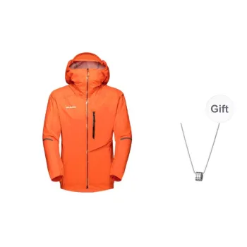 MAMMUT Water-Resistant Windbreaker Jacket Unisex Orange With Free Necklace