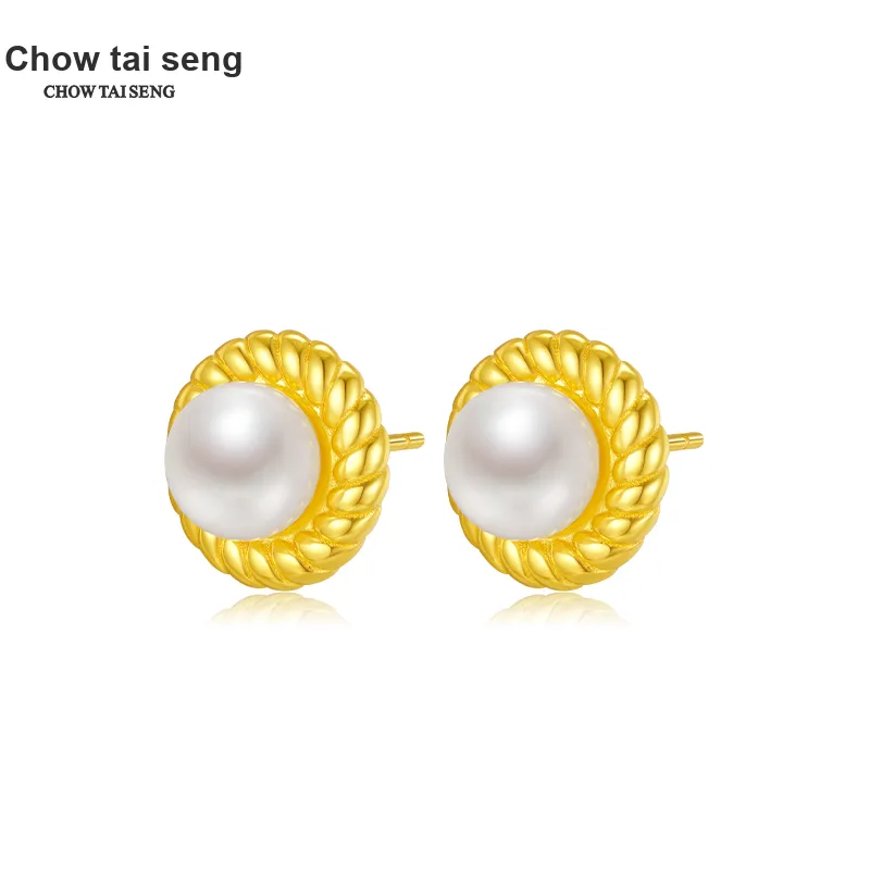 CHOW TAI SENG Pearl Stud Earrings Women's-4