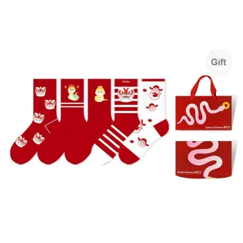 COTTON CHEESE Mid-Calf Socks Unisex Box 5-Pack Snake-Like Colorful