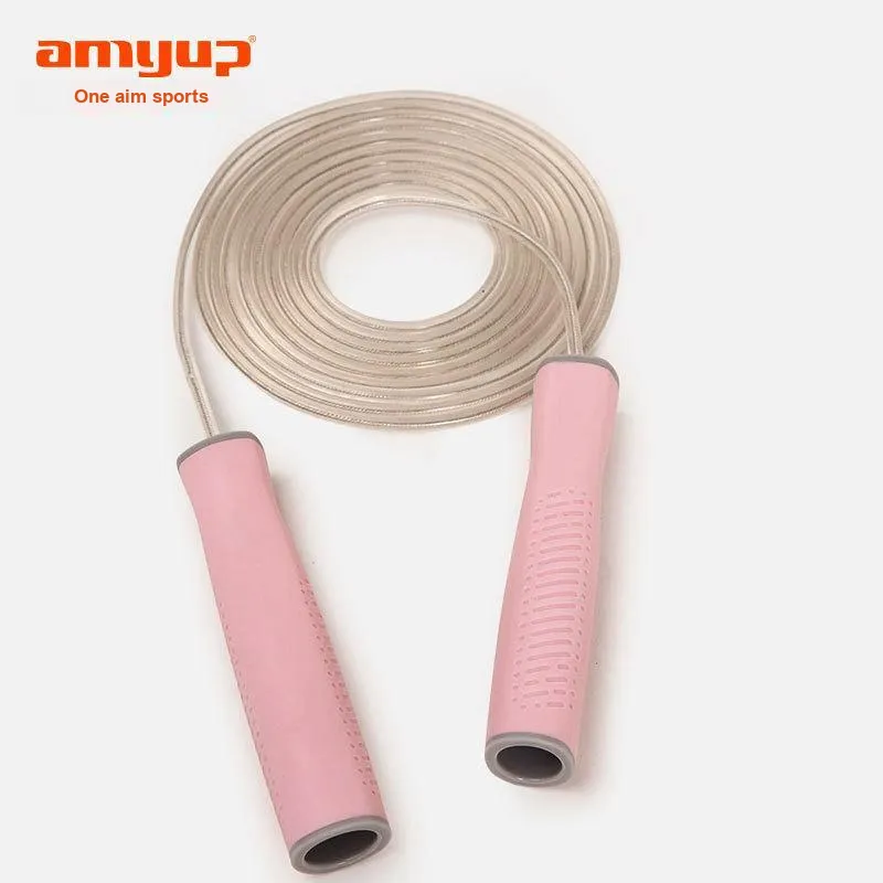 AMYUP Fitness Training Non Countable Jump Ropes Fitness Crowd PVC Steel Wire Rope, Silicone Controller 3m-3