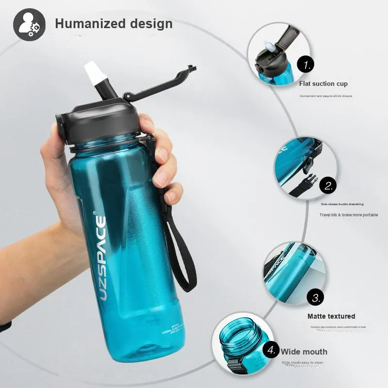 UZSPACE Outdoor Water Equipment Outdoor Water Bottle 1500ML Tritan-5