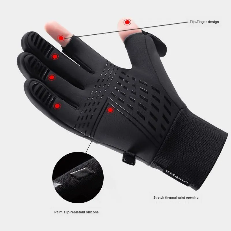 AAJF Polyester Silicone Conductive Fiber Fine And Warm Velvet Knit Gloves Unisex-3