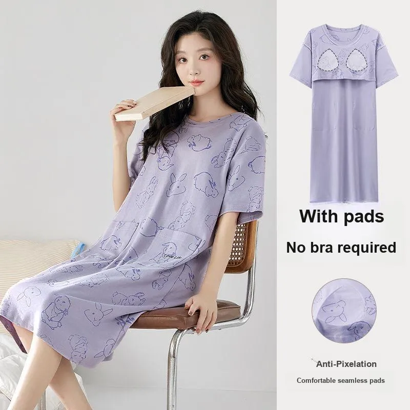 XISHE Nightgown Women's Light Purple-1