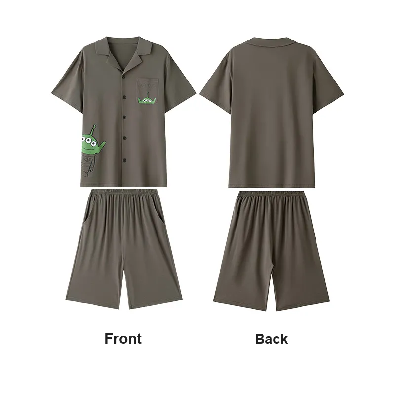 Disney Pajama Set Summer Men's Two-Piece Set Dark Gray-1