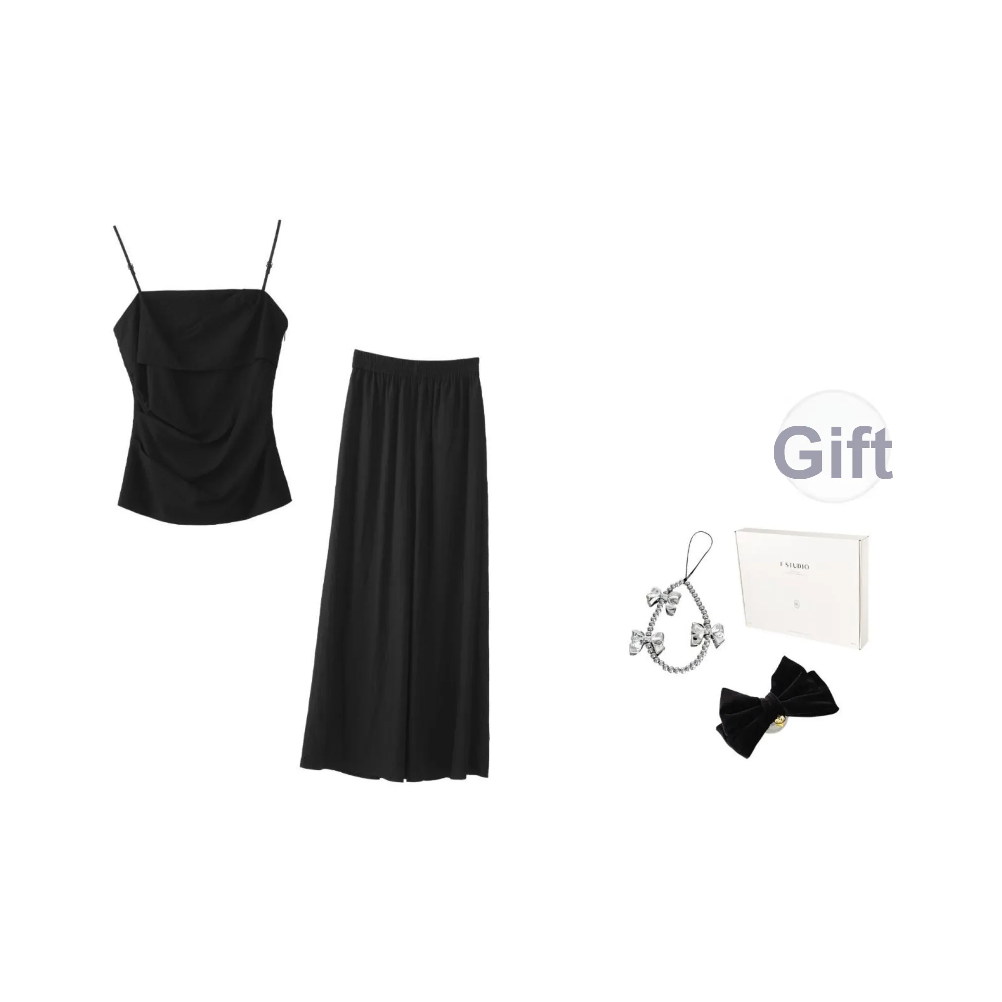 Fstudio Корейский стиль Повседневный Топ на бретелях Топ Брюки Костюм Женские