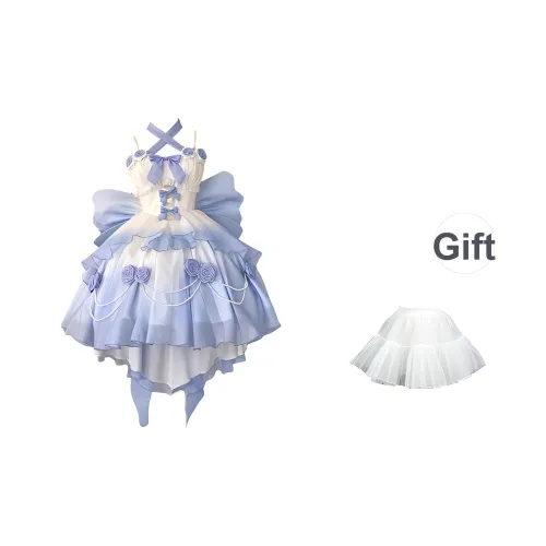 WLEQK Светло-синий + Petticoat Женские Лолита Платья