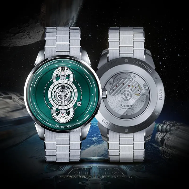 BEHRENS Original Collection Automatic Mechanical Movement Watch Unisex Green Dial-5