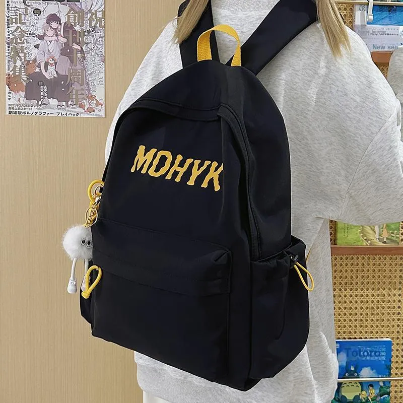WICKBUEN Nylon Backpack Unisex White/Black/Purple/Yellow-11