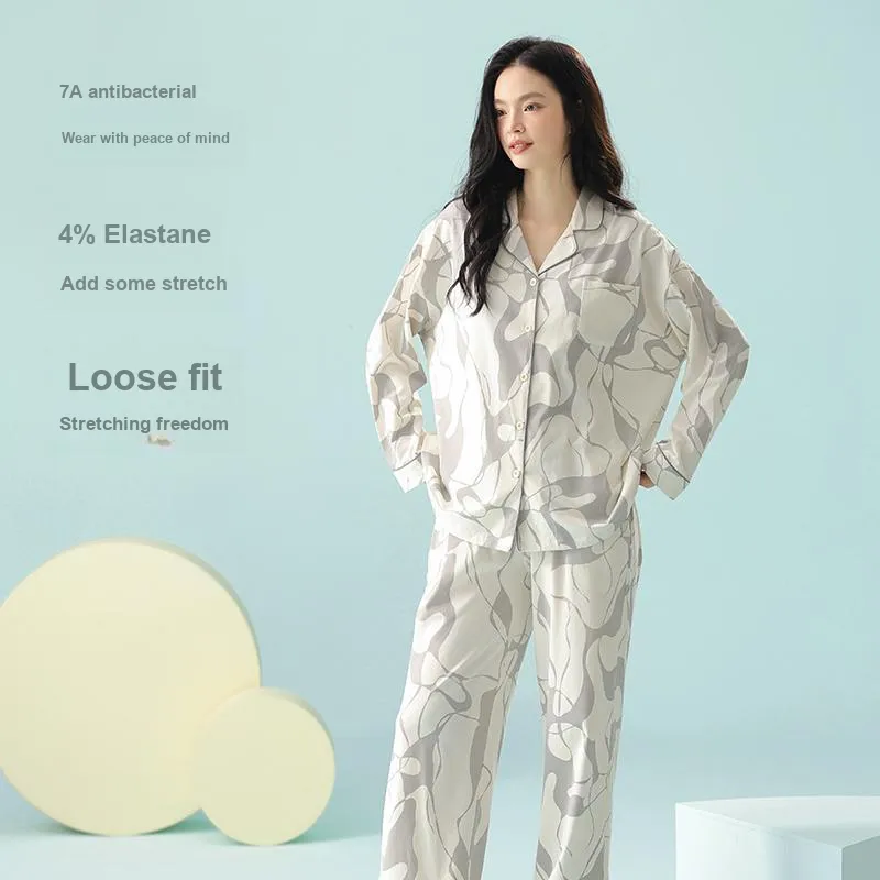 WANANNI Pajama Set Women's Gray White-2