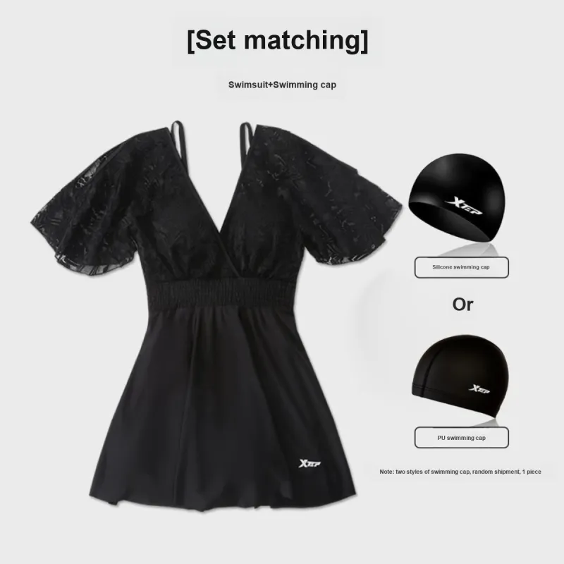 XTEP Swimming Sets Polyester Seaside, Swimming Pool Women's Black-1