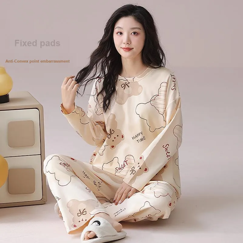XIAFENYAN Pajama Set Women's Apricot-7