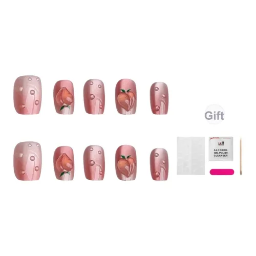 JIABITU Градиентный Медово-персиковый Съемный Стиль False Nail Короткий LADDER Смешанный цвет Smudge Стиль Instagram 14mm