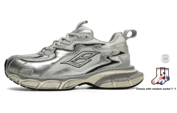 BUFFALO BOUND Anti-Slip Wear-Resistant Low-Top Chunky Sneakers Men's Silver Gray
