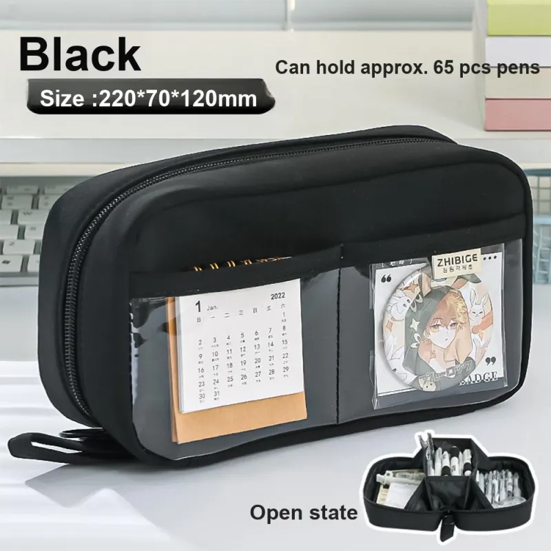 YUANPU Volcano Transparent Multi Layer Stain Resistant Student Pencil Case Canvas Pencil Case/pencil Box-1