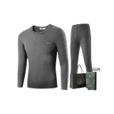 Men's Clothing Set (Dark Gray) Thickened and Fleece-Lined/Classic Round Neck/Shopping Bag Included