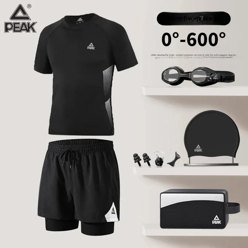 PEAK Swimming Sets Polyester Elastane Pool Men's Black-6