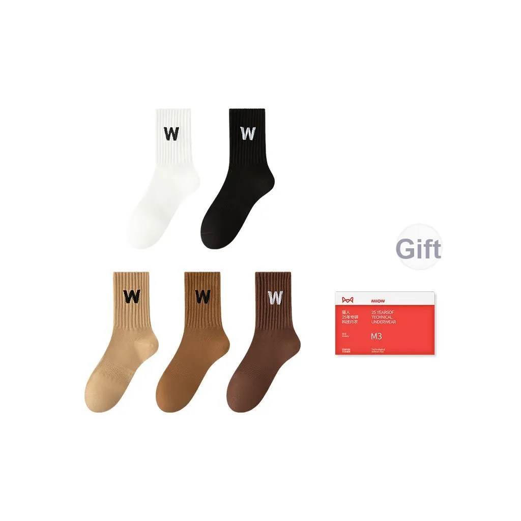 MIIOW Trend Party Series Mid Calf Socks Women's Shopping Bag 5 Pack