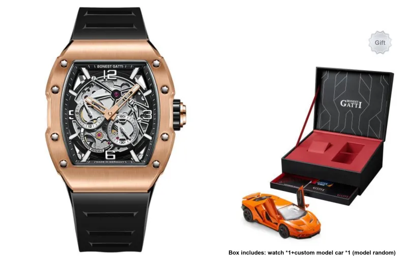 BONEST GATTI Phantom Speed Collection Automatic Mechanical Movement Watch Men's Watches Cut Out Dial-4
