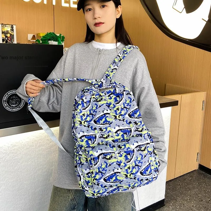 BUBM Nylon Backpack Regular Unisex Sky Blue/Navy Blue/Gray/Purple/Green-14