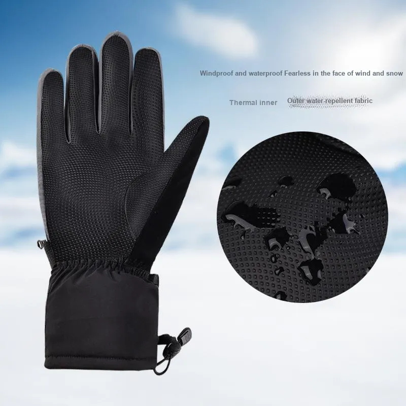 TANLU Riding Equipment Cycling Glove Winter Outdoor Sports Mountaineering Unisex Fabric/Leather Black-3