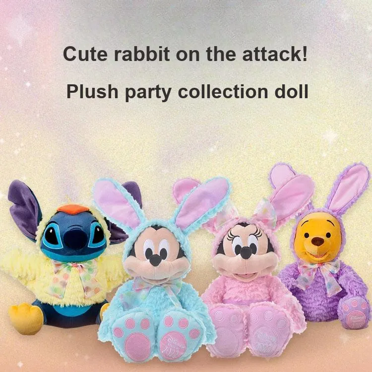 Disney Cute Rabbit On The Go Fluffy Party Collection Winnie The Pooh Dolls Plush Doll Small Size Tall-3