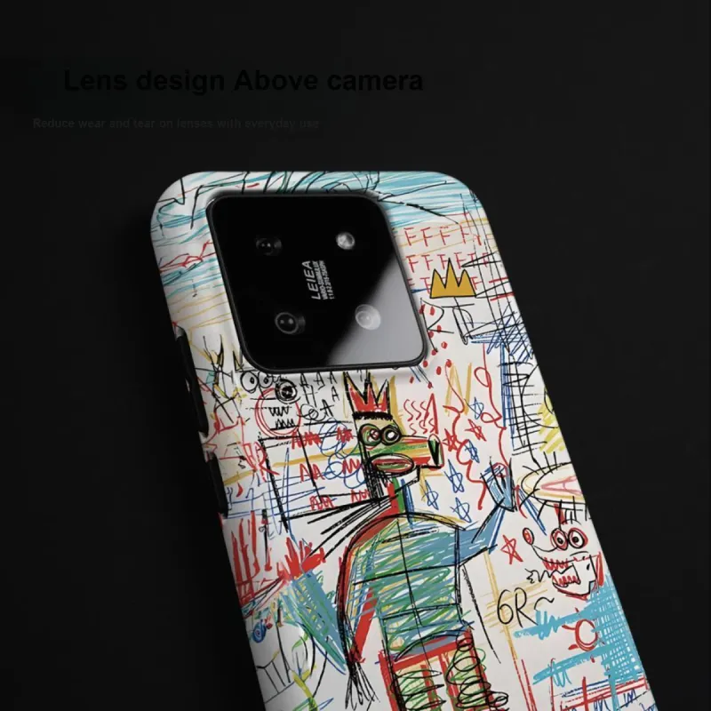 Keshami PC Material Fully Enclosed Impact Resistant Matte Crown Graffiti Phone Cases Suitable For Xiaomi 14/14pro-7