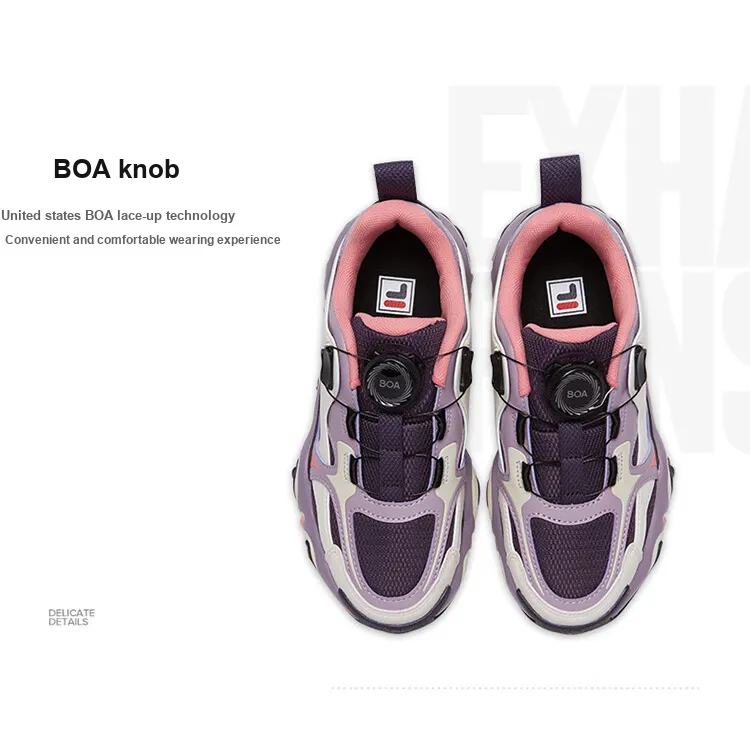 FILA KIDS Slip Resistant Cushioning Wear Resistant Low Top Kids' Running Shoes Purple Teenagers-1