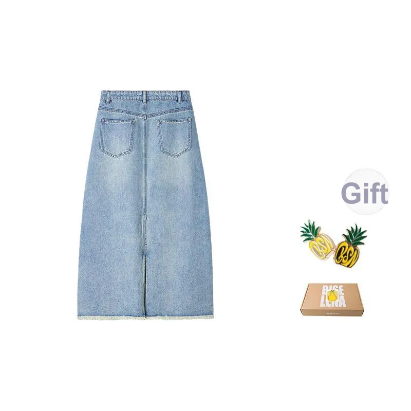 Bethine Denim Long Skirt Women's Denim Blue-5