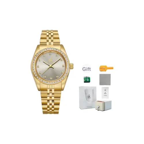 SHENGKE Кварцевые механические часы Женские часы Золотой циферблат