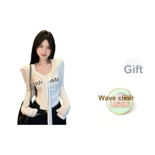 LANGQING Белый С подарками Wangqing Бренд Наклеенный Женские T Рубашки