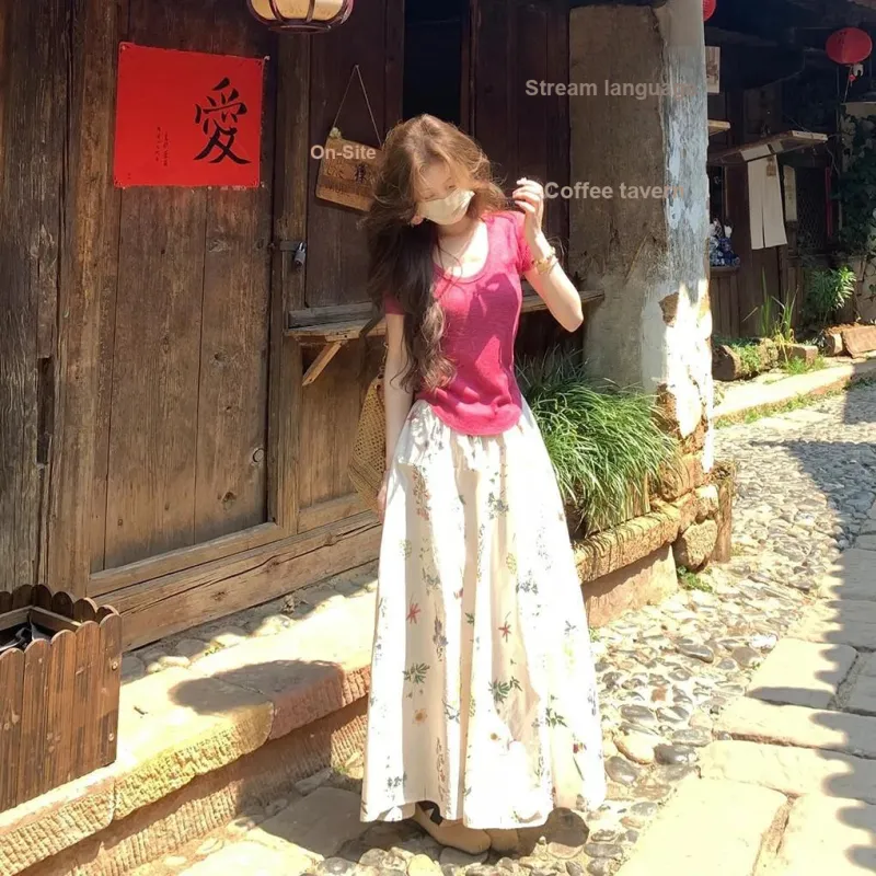 XUANSHU Two Piece Skirt Sets Women's-4