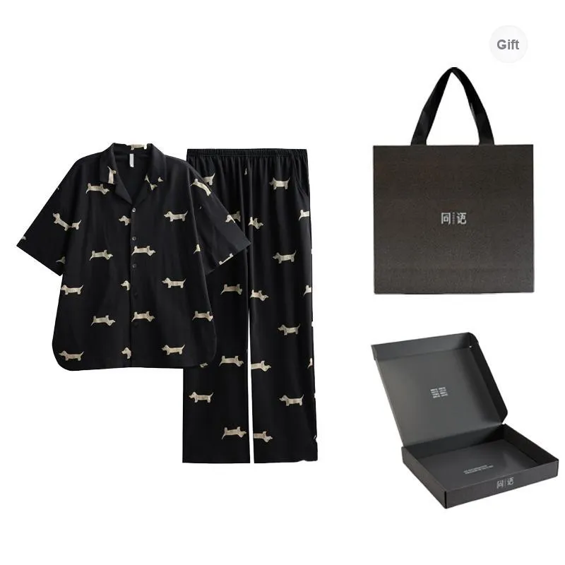 Same Language Pajama Gift Boxes Men's Feather Black-0