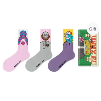 PL Mid Calf Socks Unisex Shopping Bag 3 Pack Mixed Color