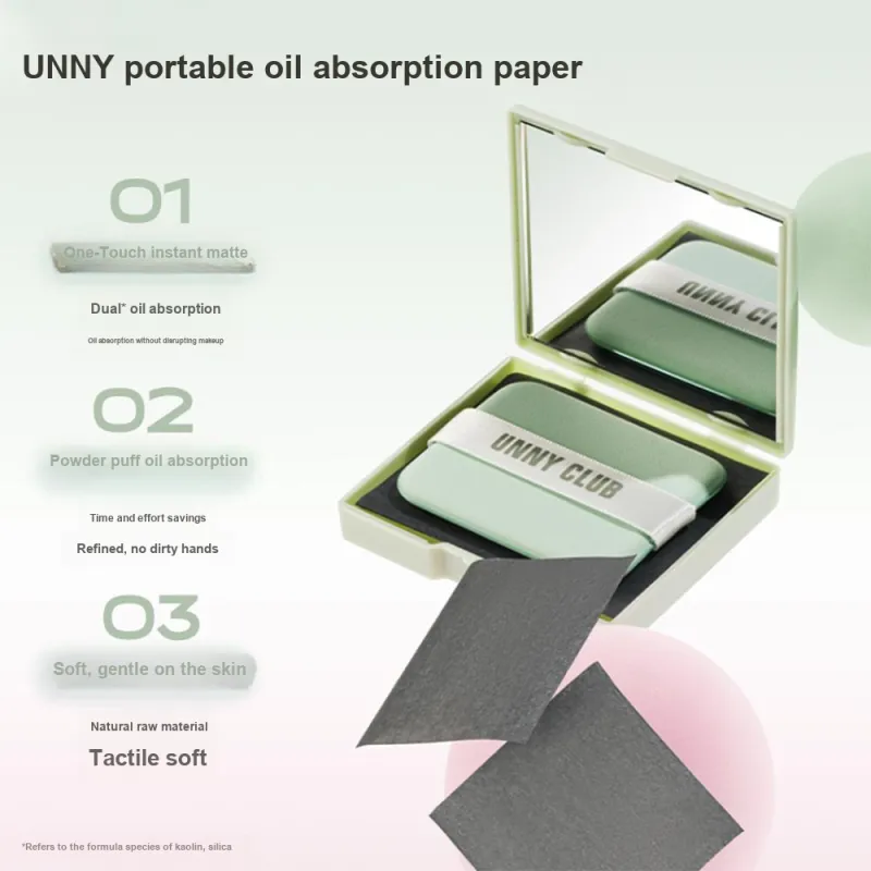 UNNY Portable Kaolin Oil Absorbent Paper Refreshing Oil Control 100 Tablets/box-2