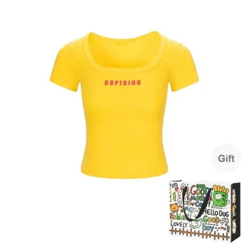 OURUOKE Regular T Shirt Women's Yellow